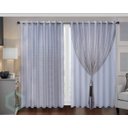 Ver imagem 1 de cortina sala voal xadrez cinza com forro branco 3,00x2,20