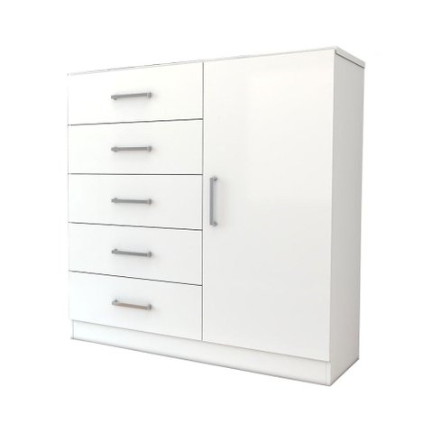 Cômoda Flórida Avanti 5 Gavetas 1 Porta Branco - Panorama Móveis