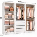 Ver imagem 3 de Closet Completo Modulado com Gaveteiro, Prateleiras e Cabideiros – Luna, Zoe e Max Branco