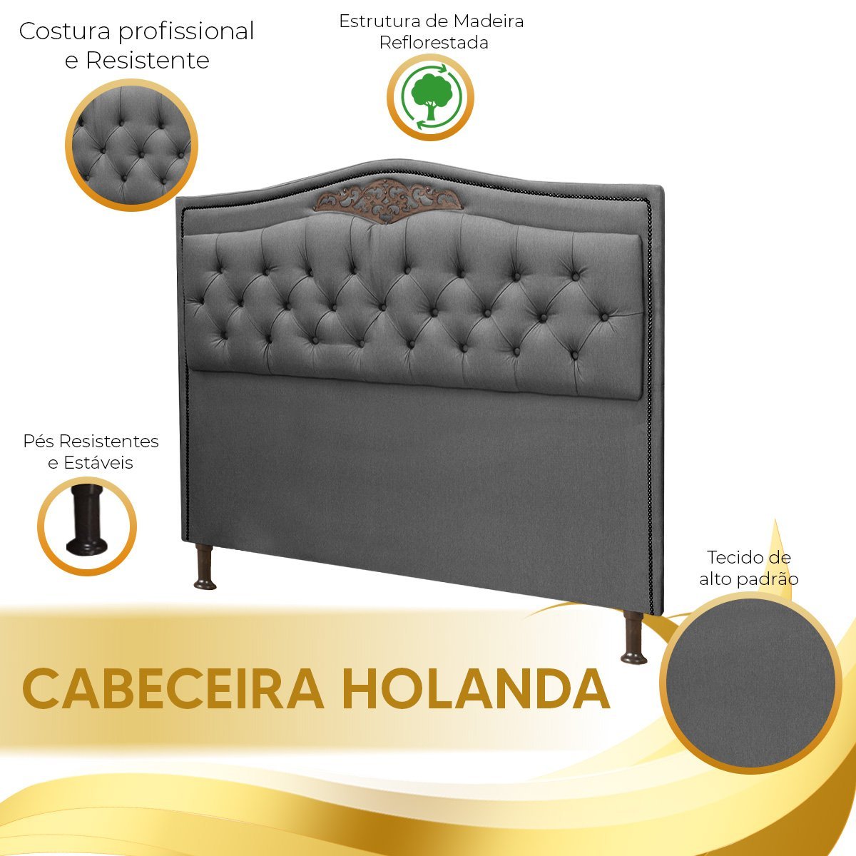 Cabeceira Estofada Holanda 1,95 2.0 King Size Linho Cinza Escuro - Star Confort holanda 2.0 cabeceir - 6