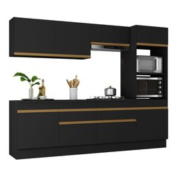 Armário de Cozinha Completa 5 Peças com Rodapé Mp2180 Made Multimóveis Preto/dourado - 1