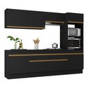 Ver imagem 1 de Armário de Cozinha Completa 5 Peças com Rodapé Mp2180 Made Multimóveis Preto/dourado
