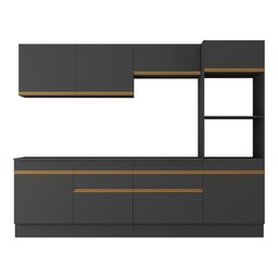 Armário de Cozinha Completa 5 Peças com Rodapé Mp2180 Made Multimóveis Preto/dourado - 5