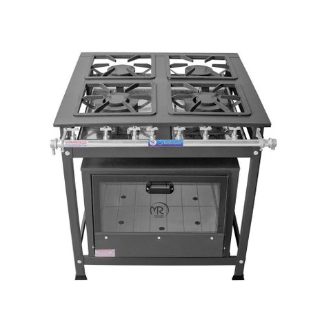 Fogão Industrial 4 Bocas 2 Duplas Baixa Pressão MR Fogões com Forno P7 Tradicional