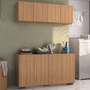 Ver imagem 1 de Conjunto Lavanderia Multiuso Armário Aéreo e Balcão 4 Portas Multimóveis Mp5054 Rustic/preto