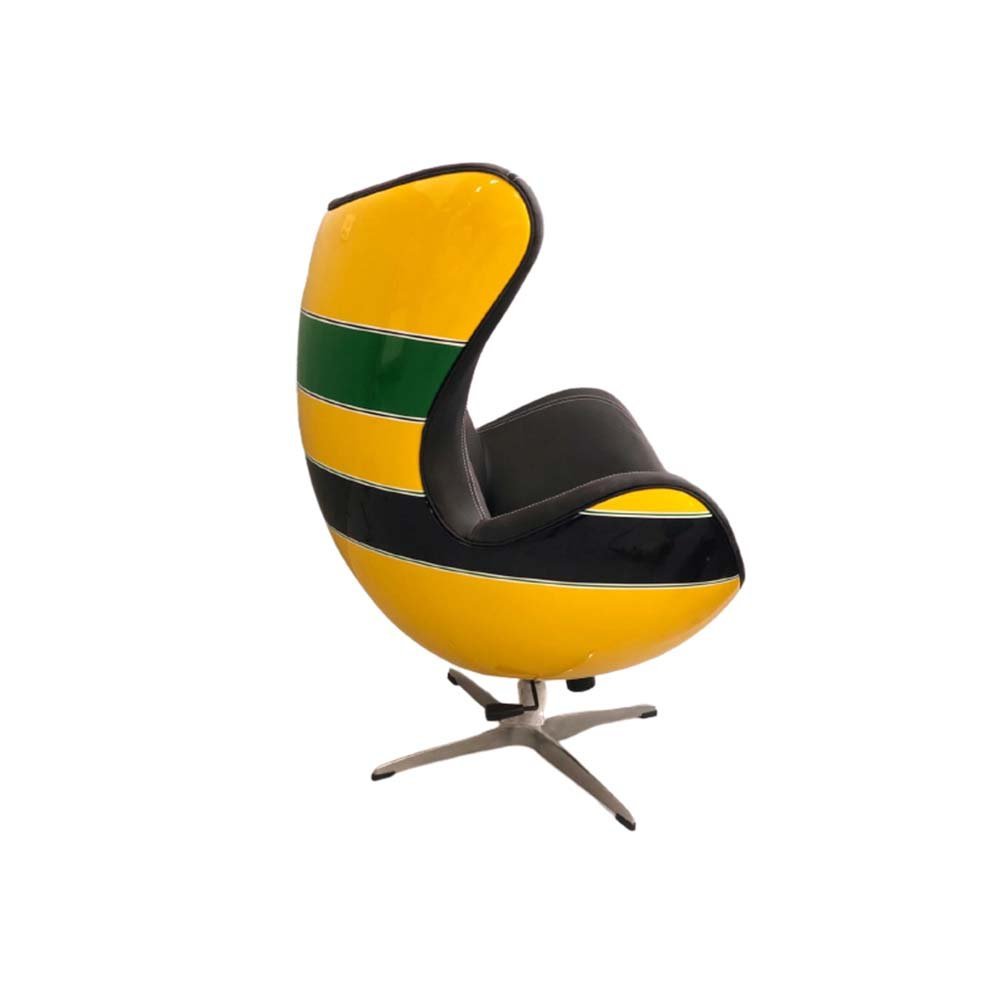 Kit 2 Poltronas Decorativas Egg Chair Capacete Nacional Senna Verde/Amarelo - Gran Belo - 6