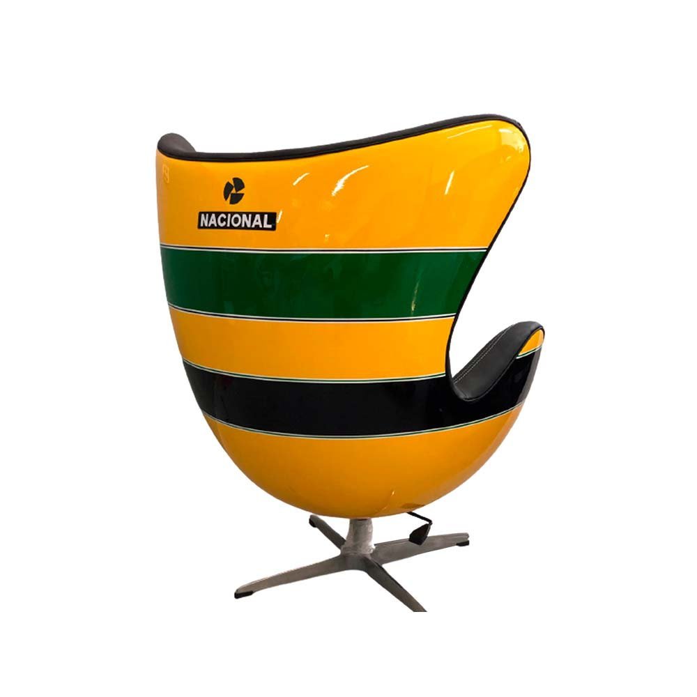 Kit 2 Poltronas Decorativas Egg Chair Capacete Nacional Senna Verde/Amarelo - Gran Belo - 5