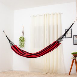 Rede de Dormir Amazonas Nylon Listrada Vermelho com Preto - 1