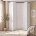 Ver imagem 1 de Guarda-Roupa Modulado de Canto Oblíquo 3 Portas 100% MDF Cairo Branco/Neve