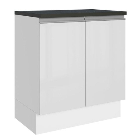 Balcão Armário de Cozinha 100% MDF 70 cm 2 Portas Frentes Branco Brilho Acordes Madesa