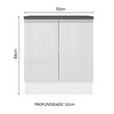 Ver imagem 3 de Balcão Armário de Cozinha 100% MDF 70 cm 2 Portas Frentes Branco Brilho Acordes Madesa