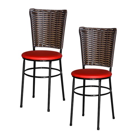 2 Cadeiras para Mesa Preta Hawai Avelã:vermelho