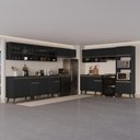 Ver imagem 1 de Armário de Cozinha Completa Atlanta Point com Vidro Carraro Preto Touch