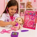 Ver imagem 6 de Kit Enfermeira Infantil Rosa Medico Completo Faz Conta Estetoscopio Raio X