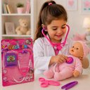 Ver imagem 7 de Kit Enfermeira Infantil Rosa Medico Completo Faz Conta Estetoscopio Raio X