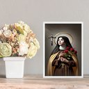 Ver imagem 2 de Quadro Decorativo Santa Teresinha Das Rosas 24x18cm:moldura Branca