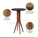 Ver imagem 3 de Mesa Bistrô Alta Redonda Madri em Madeira Maciça Castanho Tampo Preto Ccs