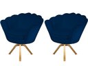 Ver imagem 1 de Kit 2 Poltronas Decorativa Pétala Base Giratória Madeira Suede Azul Marinho Ms Decor
