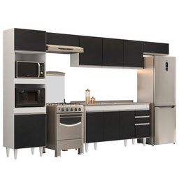Armário de Cozinha Modulada 5 Peças CP15 com Pia Inox Branco/Preto - Lumil Lumil Móveis - 1