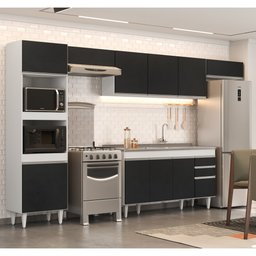 Armário de Cozinha Modulada 5 Peças CP15 com Pia Inox Branco/Preto - Lumil Lumil Móveis - 2