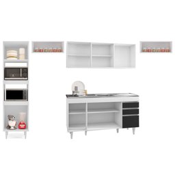 Armário de Cozinha Modulada 5 Peças CP15 com Pia Inox Branco/Preto - Lumil Lumil Móveis - 5