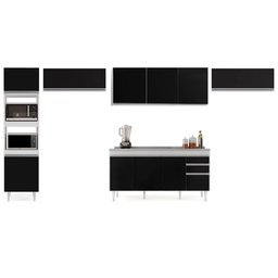 Armário de Cozinha Modulada 5 Peças CP15 com Pia Inox Branco/Preto - Lumil Lumil Móveis - 6