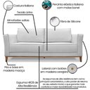 Ver mais imagens de Sofa Balli 2 Lugares 170cm Pes Madeira Linho 221 Grigio Ezz Grigio