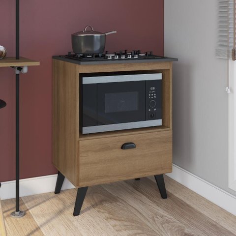 Balcão para Cooktop e Forno 60cm c/ Porta Basculante Bogotá BL060 Mel - Art In Móveis