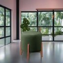 Ver imagem 2 de Puff Banqueta Decorativo Redondo Sala Estar Paris Suede Verde