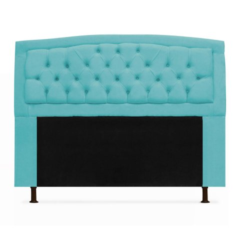 Cabeceira Geovana Para Cama Box Queen Size 160cm com Capitonê Suede - Ecotec Decor:Azul Turquesa