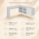 Ver imagem 3 de Mesa de Costura em L com 3 Gavetas e 4 Nichos para Artesanato e Ateliê Multimóveis MP6106 Branco