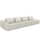 Ver imagem 1 de Sofá Ilha com Puff para Sala Living 425cm Amber M03 Bouclê Bege Claro - Lyam Decor