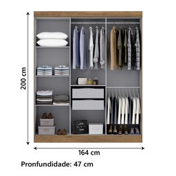 Guarda Roupas Casal 6 Portas 2 Gavetas Prime Maxel - 3