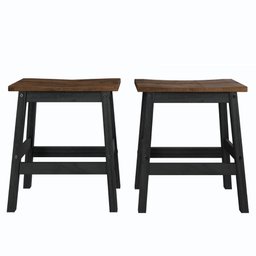 Duas Banquetas em Madeira Maciça Preto - 2