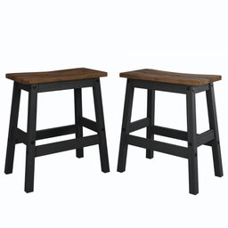 Duas Banquetas em Madeira Maciça Preto - 1