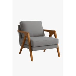 Kit 2 Poltronas Decorativas Mona Braço Madeira Maciça: Linho Cinza - 2