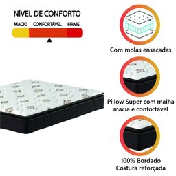 Colchão Casal Queen Molas Ensacadas Pillow Top Granville 158x198x28cm Marrom / Branco - 3
