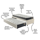 Ver imagem 4 de Bicama Box Viúva 126x208 Courino Linho Areia com Dois Colchões Adapto Molas Ensacadas Ecoflex