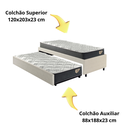 Ver mais imagens de Bicama Box Viúva 126x208 Courino Linho Areia com Dois Colchões Adapto Molas Ensacadas Ecoflex