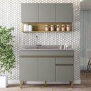 Ver imagem 2 de Armário de Cozinha e Balcão com Pia 120cm Lina K02 Gris/Freijó - Mpozenato