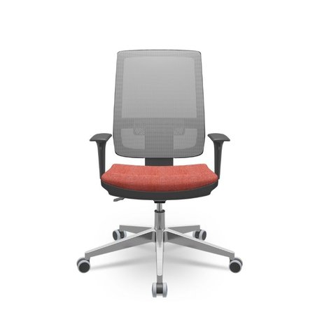 Cadeira Brizza Presidente Plaxmetal Base Aluminio Back System Tela Cinza Assento Rose T88