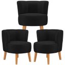 Ver imagem 1 de Kit 3 Poltronas Estofada Moderna para Recepção de Escritório Tecido Veludo Macia Ergonômica