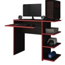 Ver imagem 3 de Mesa Escrivaninha para Computador Escritório Home Office Pc Gamer.:preto / Vermelho