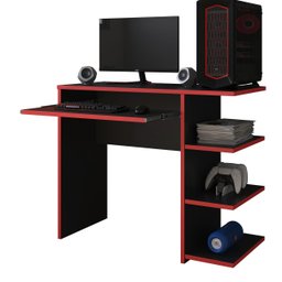 Mesa Escrivaninha para Computador Escritório Home Office Pc Gamer.:preto / Vermelho - 3