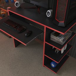 Mesa Escrivaninha para Computador Escritório Home Office Pc Gamer.:preto / Vermelho - 2