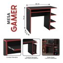 Ver imagem 6 de Mesa Escrivaninha para Computador Escritório Home Office Pc Gamer.:preto / Vermelho