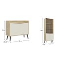Ver imagem 3 de Buffet Aparador 2 Portas Retrô 88cm e Cristaleira Branco/Amendoa/Off White