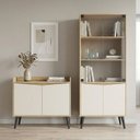 Ver mais imagens de Buffet Aparador 2 Portas Retrô 88cm e Cristaleira Branco/Amendoa/Off White