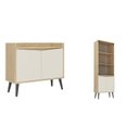 Ver imagem 2 de Buffet Aparador 2 Portas Retrô 88cm e Cristaleira Branco/Amendoa/Off White