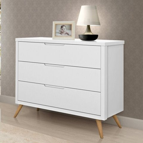 Cômoda de Bebê 3 Gavetas Old Clean Retrô Planet Baby